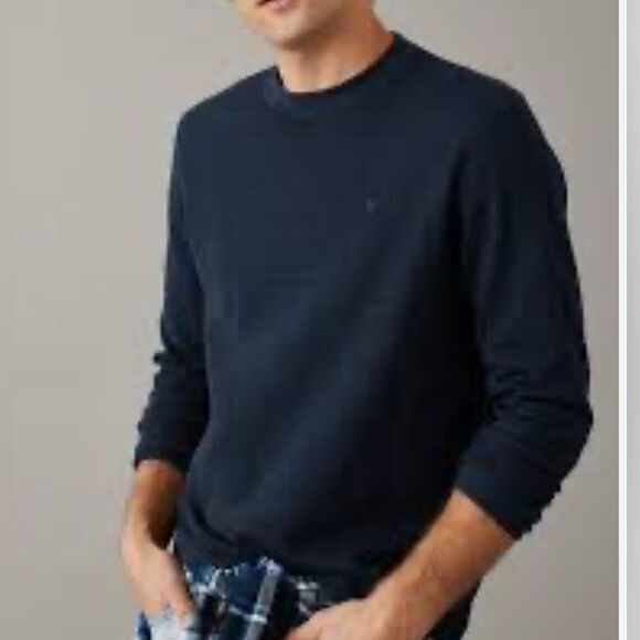 American Eagle waffle crewneck long sleeve lightweight sweater top size small - Picture 1 of 7